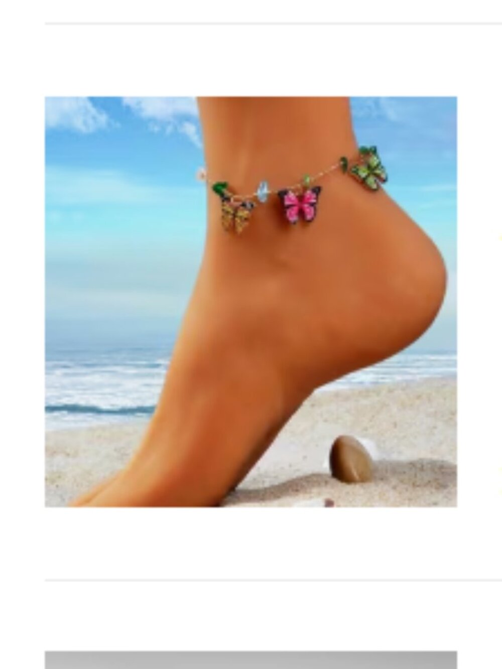 Multicolor Butterfly Anklet Ankle Bracelet with extender
